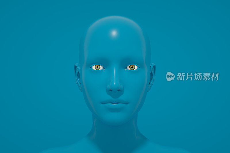 电子人头，眼睛，人工智能概念