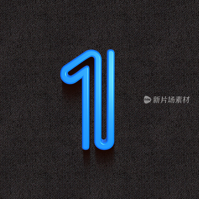 3d字母，一组蓝色数字在黑暗的背景，一个，3d渲染