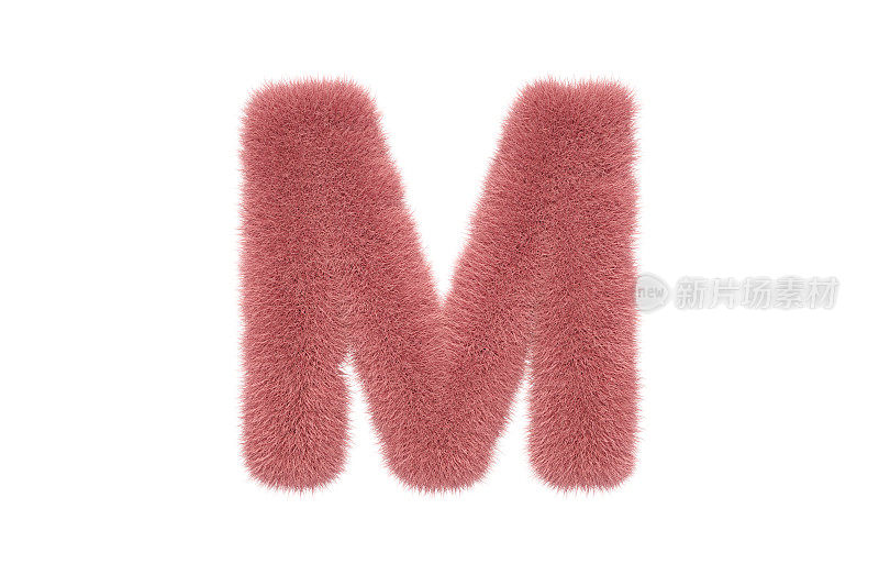 字母M与粉红色毛茸茸的毛皮大写