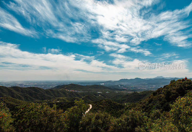 蓝天和高山。景观鸟瞰图