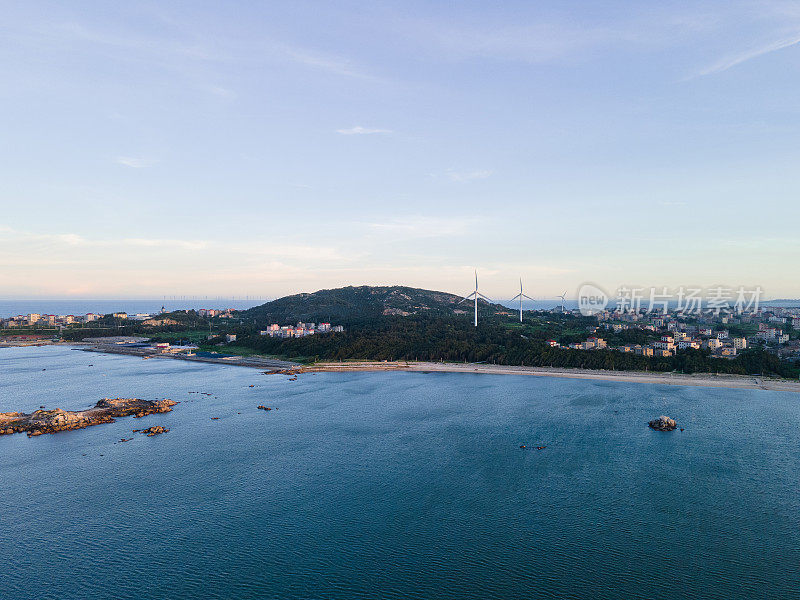 海岛和近海风力发电日落