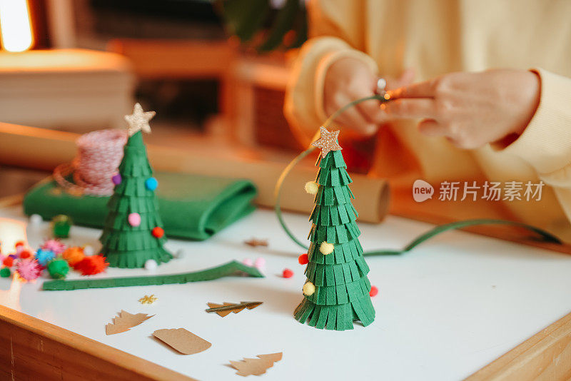 有创意的diy爱好。手工工艺圣诞装饰，圣诞树