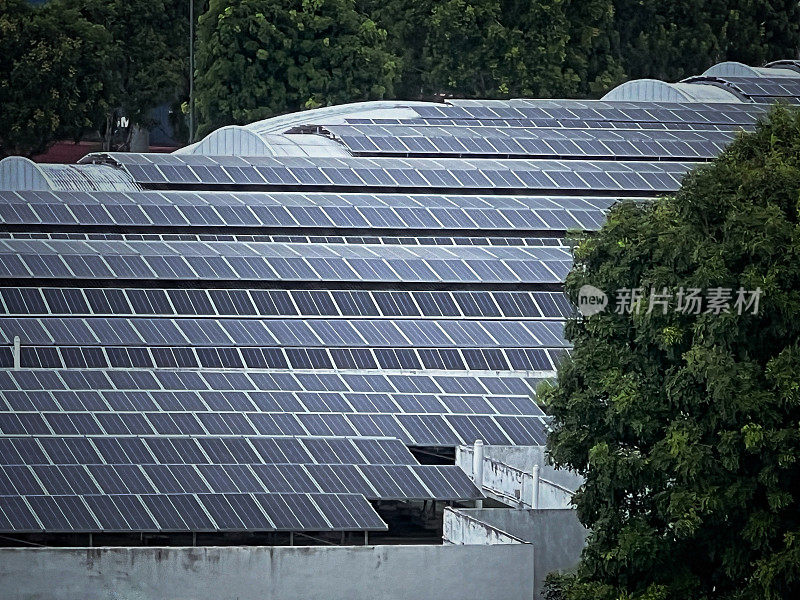 屋顶上的太阳能电池板