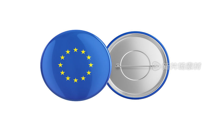 欧盟旗帜徽章别针动作捕捉，前后剪辑路径