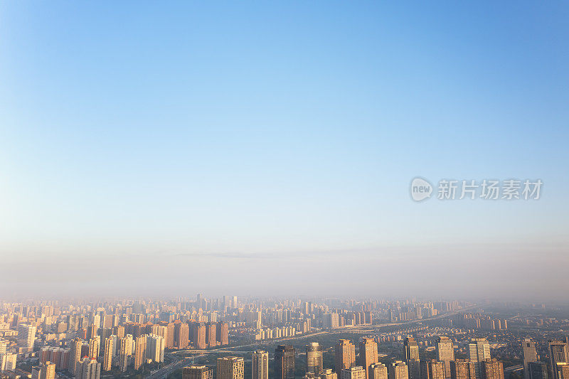 中国郑州全景天际线航拍照片