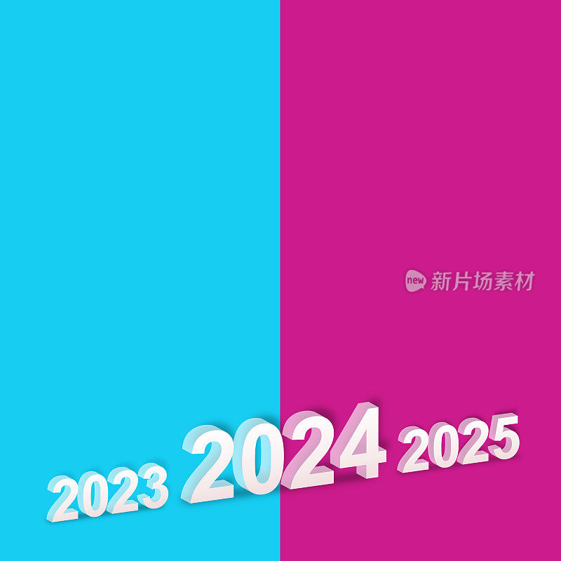 在彩色背景上孤立的2024年