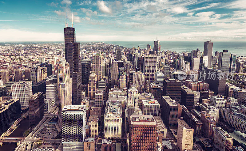 芝加哥市中心鸟瞰图
