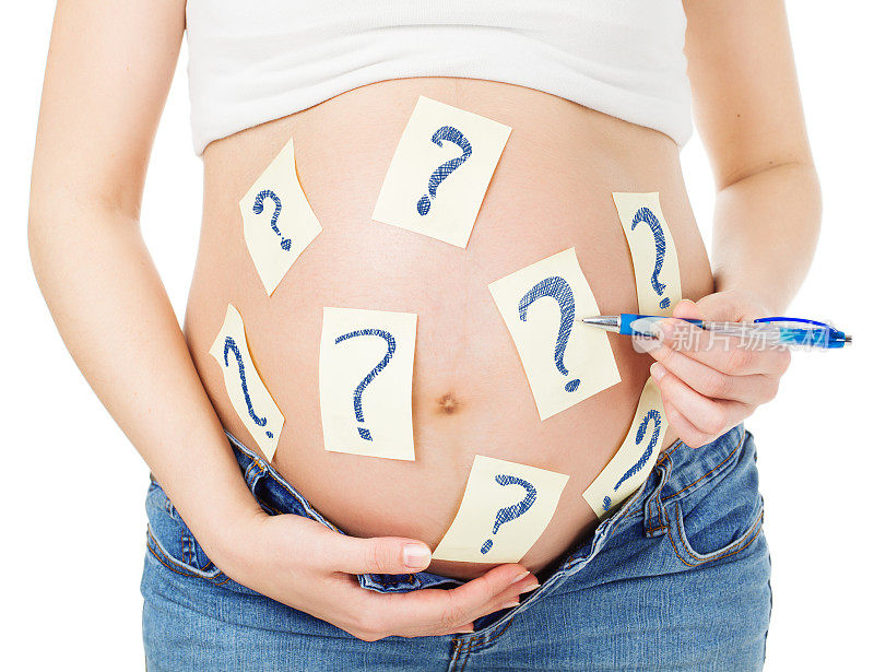 问号怀孕的肚子，怀孕妇女的问题思考