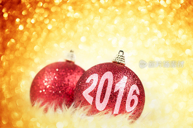 2016年新年的红色圣诞装饰品