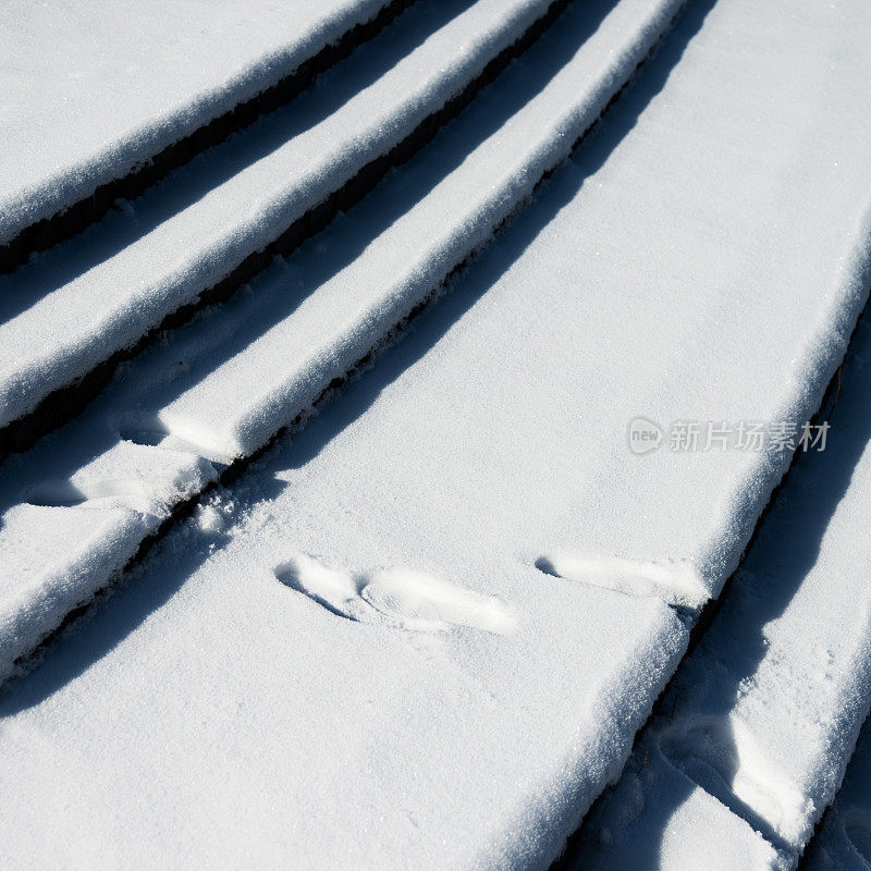 雪地上的一组脚印