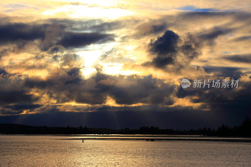 海景和黑暗险恶的云。