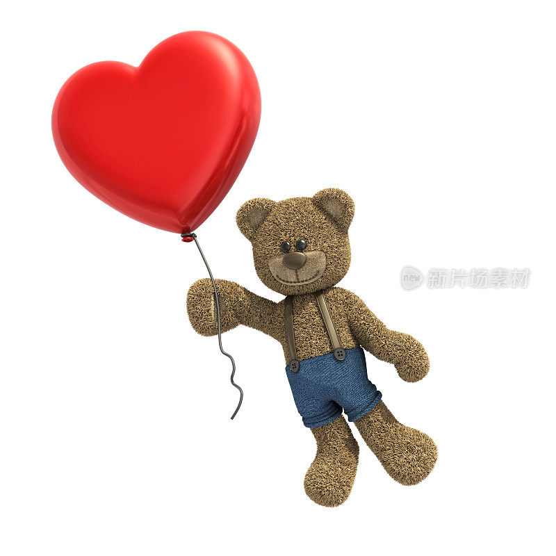 抱着心形气球的泰迪熊
