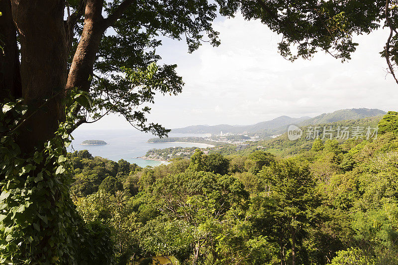 普吉岛山上的卡塔海滩全景