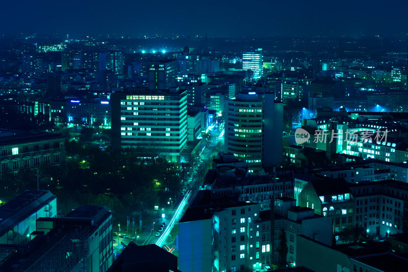 柏林夜景鸟瞰图