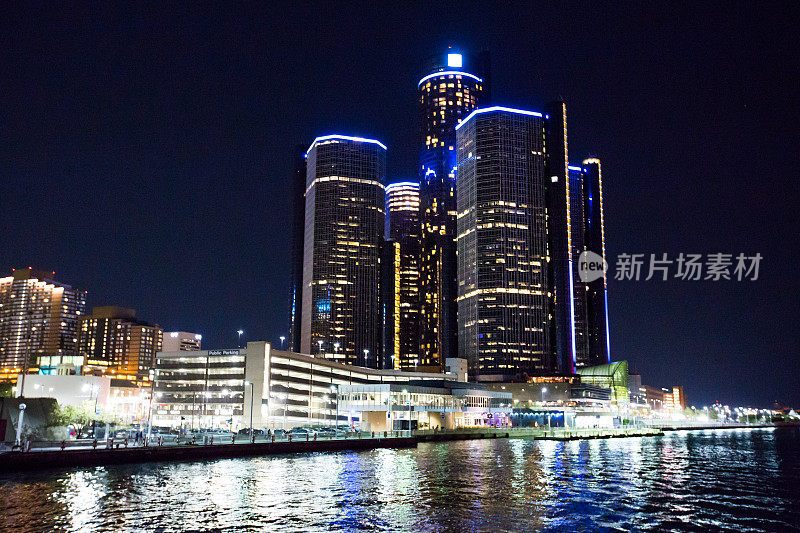 底特律天际线-夜景