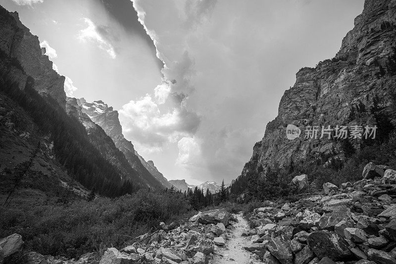 喀斯喀特峡谷徒步旅行步道，大提顿国家公园，怀俄明州山景