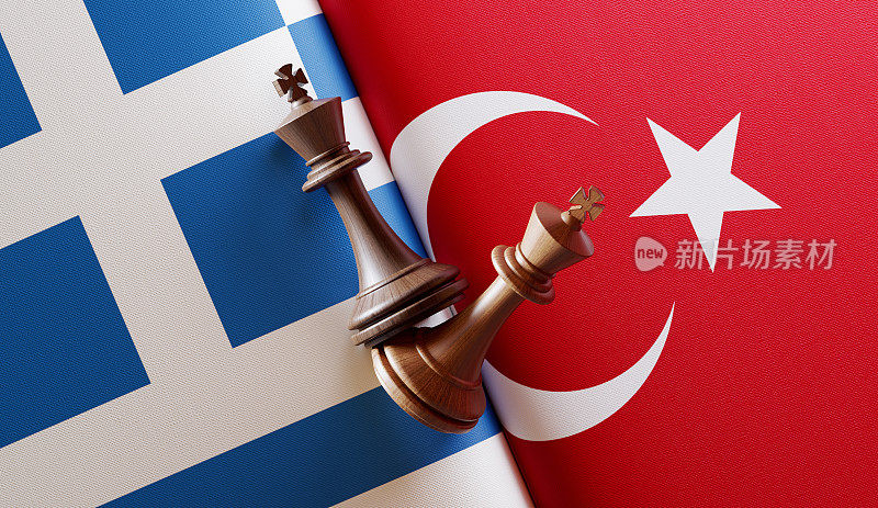 土耳其和希腊国旗对与国王棋子