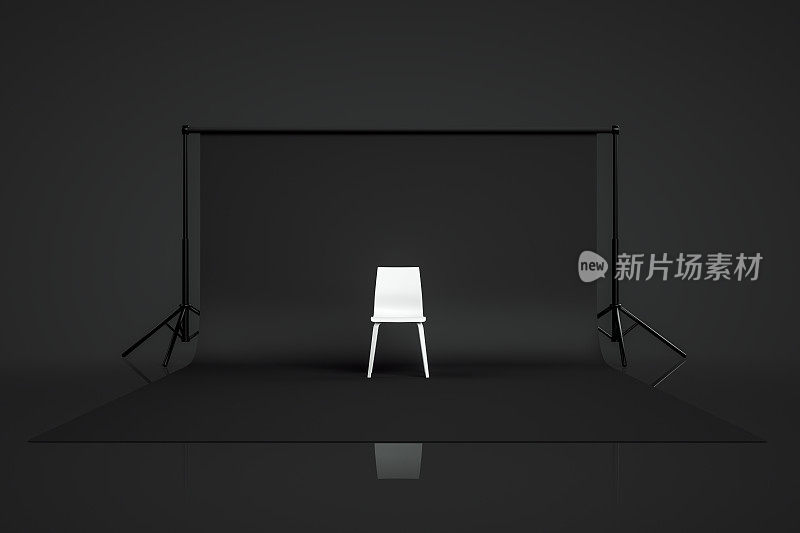 黑色彩色空照片工作室背景与椅子