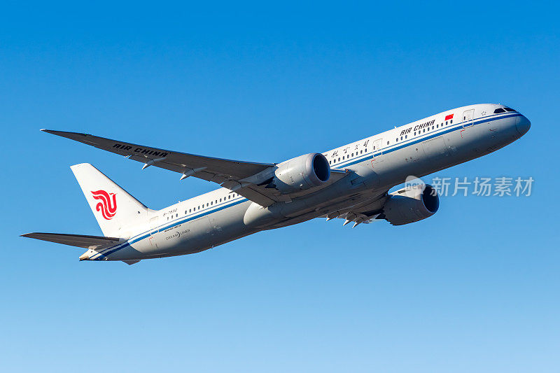 中国国际航空公司波音787-9梦想客机在德国法兰克福机场