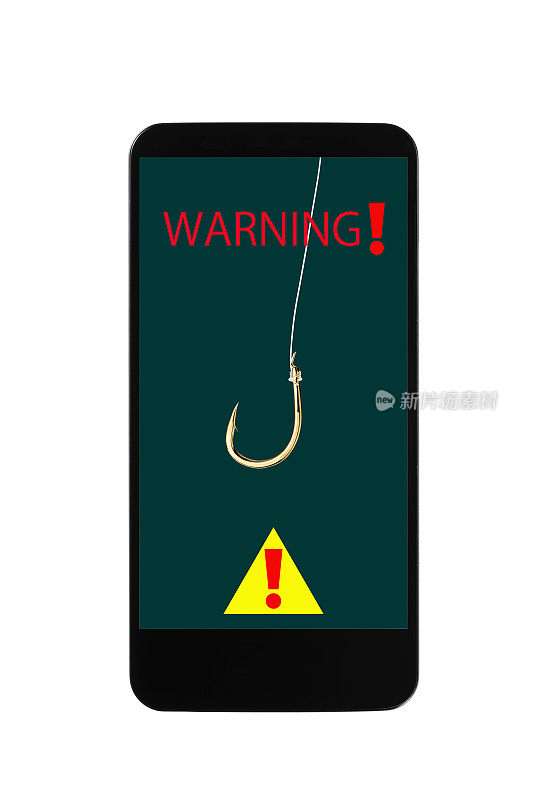 智能手机屏幕上的钓鱼警告标志