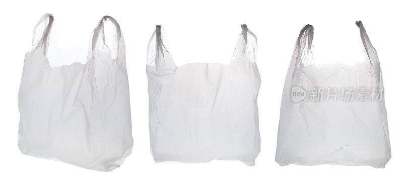白色背景的塑料购物袋