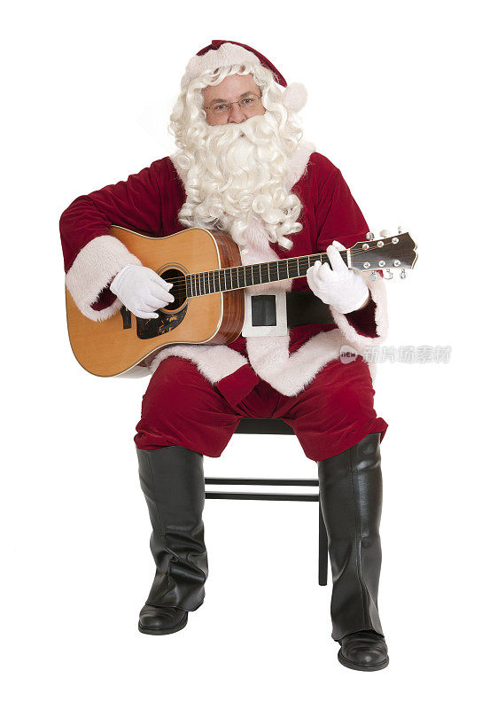 圣诞老人弹奏原声吉他-音乐系列