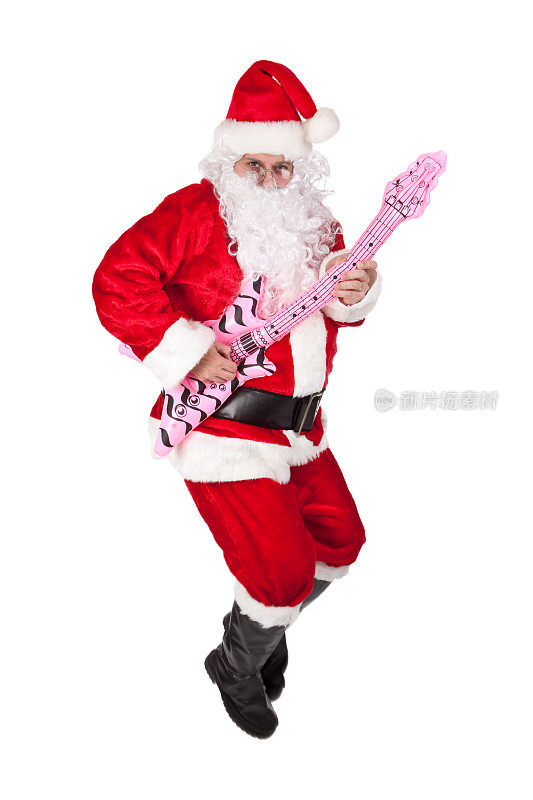圣诞老人弹着玩具吉他