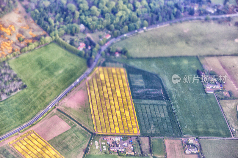 农业蔬菜田从飞机在爱丁堡苏格兰英格兰-空中