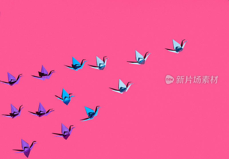 粉红色的折纸鸟