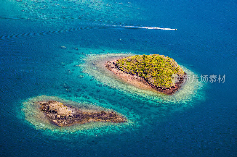 鸟瞰图，岛屿，泻湖，珊瑚礁，?rienne,马约特岛