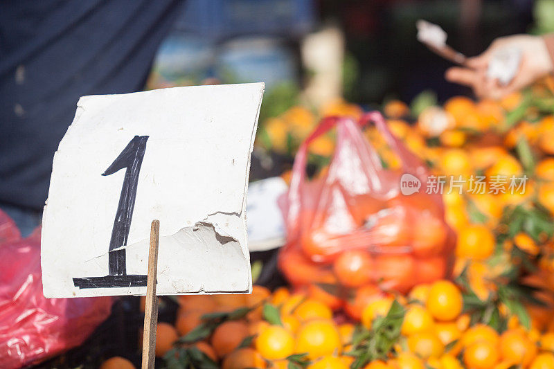 农贸市场上水果的价格标签