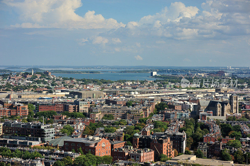 波士顿后湾区的高角度视图
