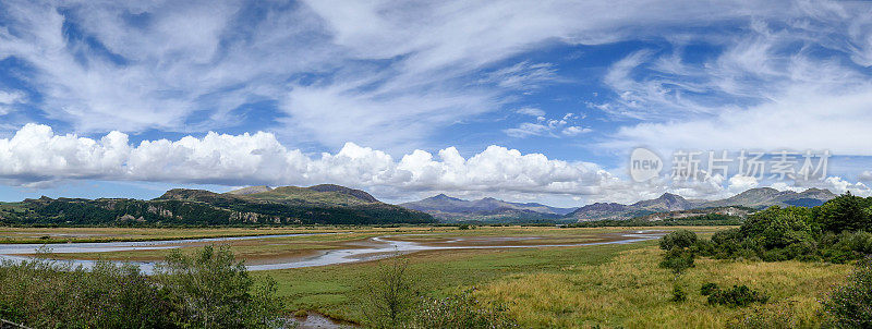 美丽的斯诺登山脉全景(斯诺登尼亚，威尔士，英国)