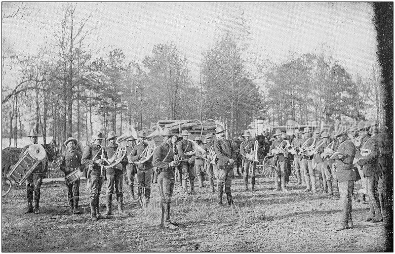 美国陆军黑白照片:陆军乐队在奇卡莫加公园