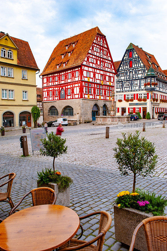 德国巴伐利亚州弗兰科尼亚历史小镇罗滕堡的市场广场