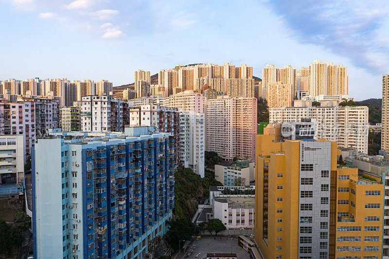 香港观塘的日落景色