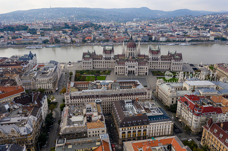 无人机拍摄的布达佩斯议会大楼