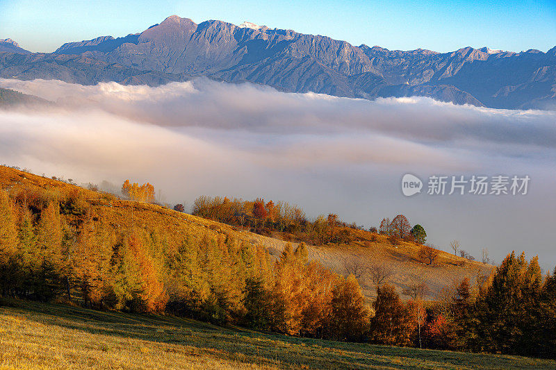 秋天在Primorska，克朗，朱利安阿尔卑斯，斯洛文尼亚高原，欧洲