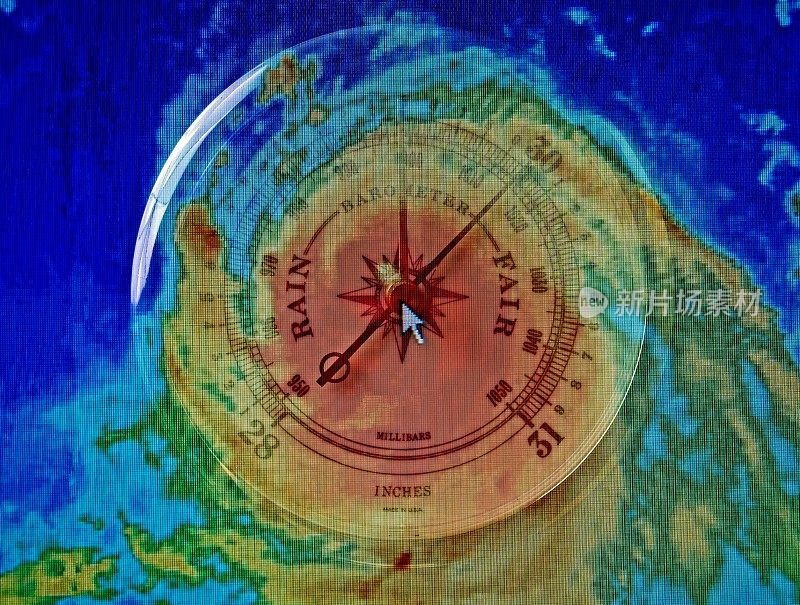 由气压计和飓风卫星图像合成的图像。