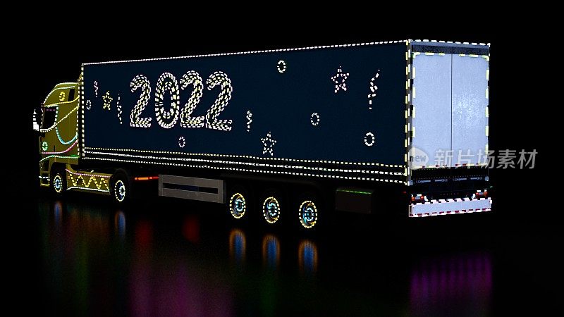 2022年的卡车。新年。