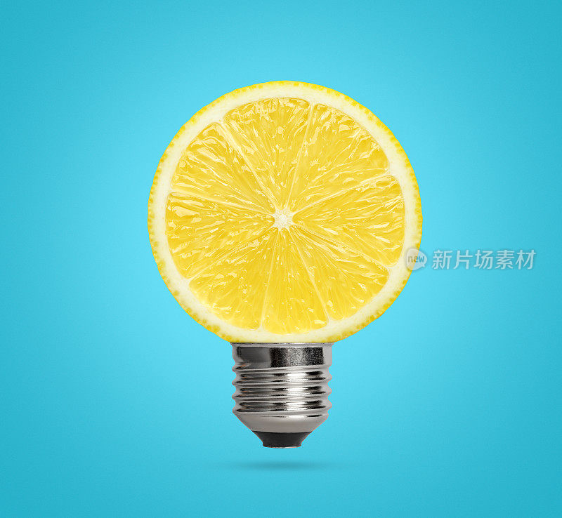 柠檬灯泡的创意概念