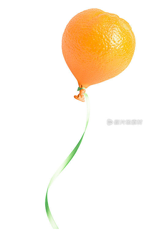 新鲜的橙色气球概念在白色
