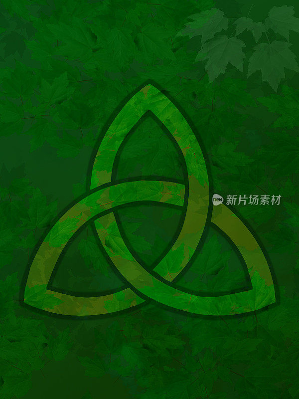 绿叶上的凯尔特结-爱尔兰宗教符号
