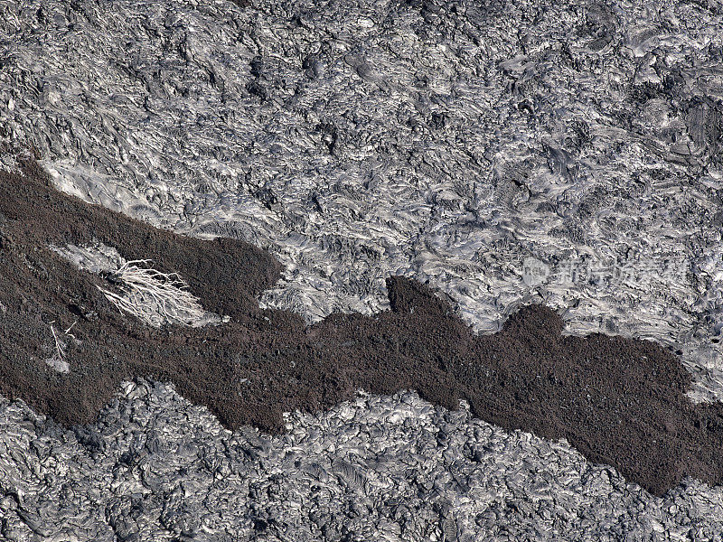 图案，裂缝和形状来自黑色凝固熔岩，夏威夷