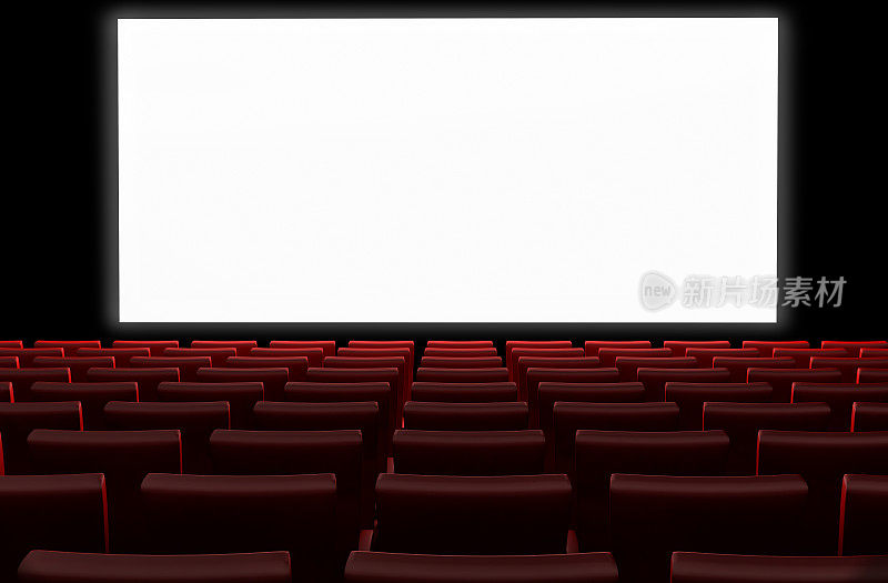 有白色屏幕的电影院礼堂