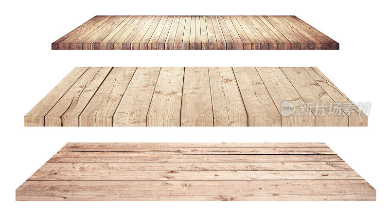 木制架子或桌面上孤立白色