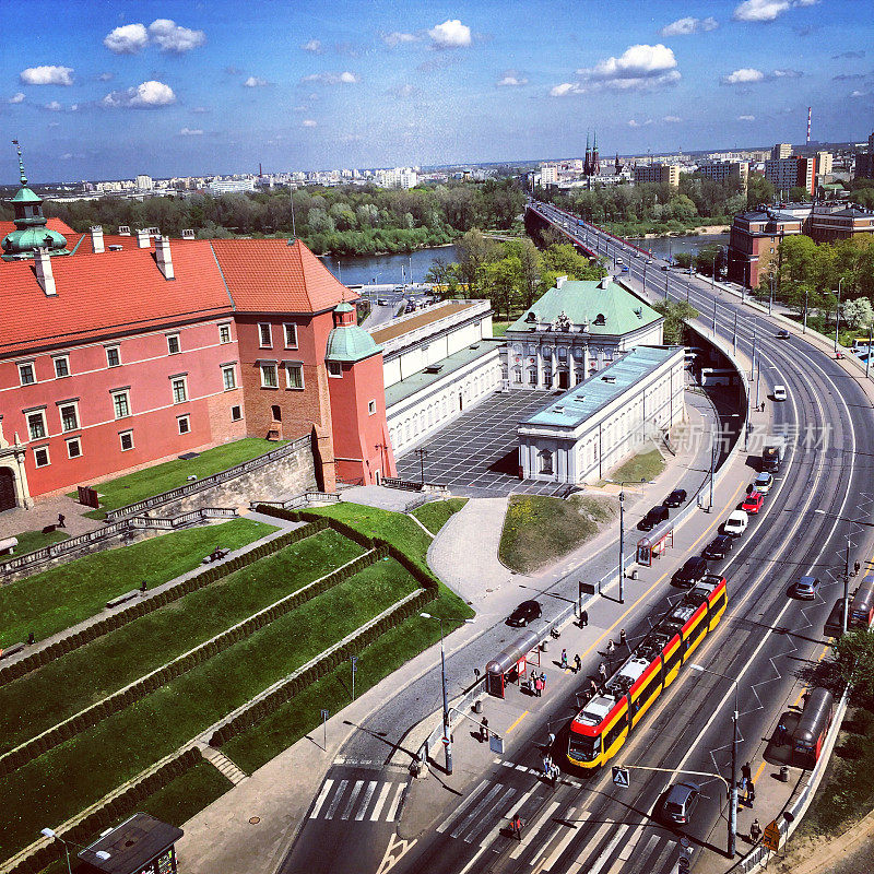 从上空俯瞰华沙市中心