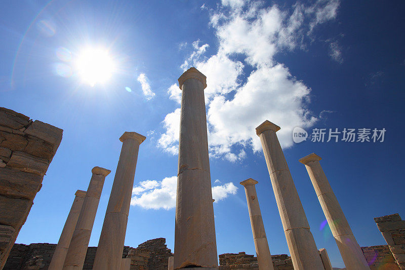 希腊提洛斯的神庙立柱