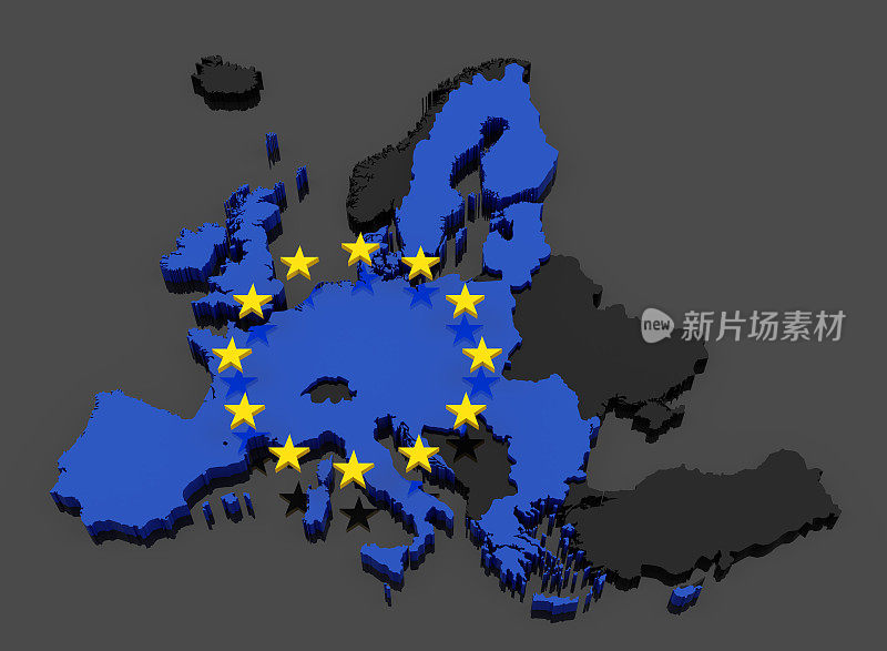 带有旗帜的欧盟地图