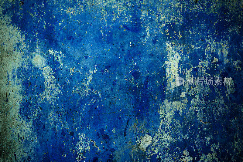 蓝色的墙壁与垃圾纹理